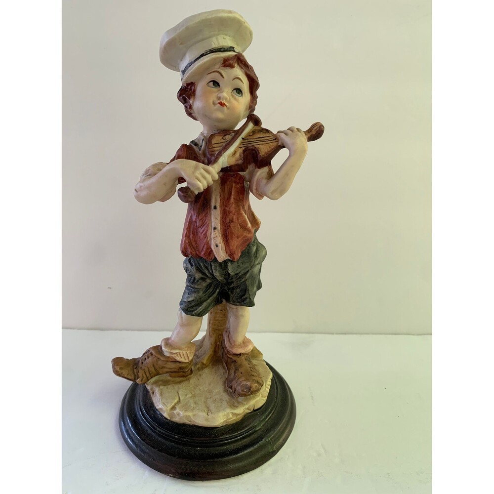 Vintage Ceramic Boy Figurine Playing Violin/Fiddle -In Armani Boy Musician Style